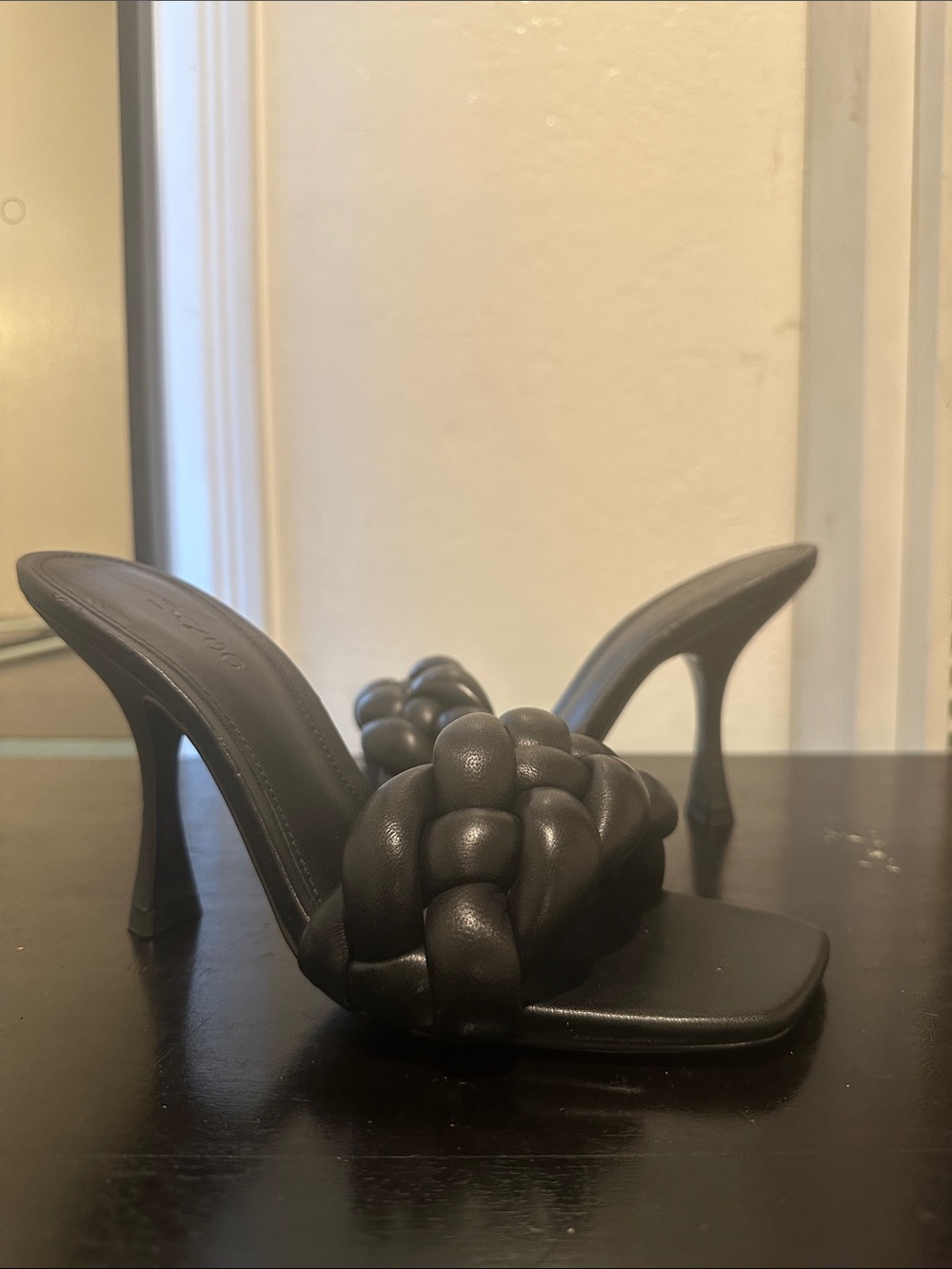 Mango Black Braided Square-Toe Mule Heels - Picture 4 of 4